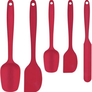 5-Piece Meals Grade Silicone Rubber Spatula Set for Baking – BPA-Free, Excessive Warmth Resistant, Non-Stick, Dishwasher Protected – Pink