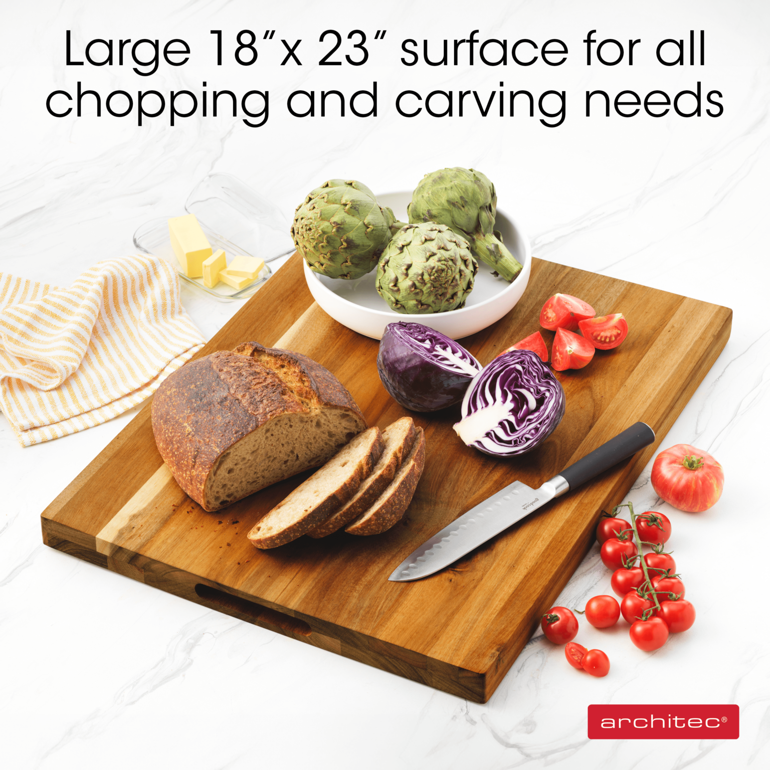 Architec XL 18"x 23" Acacia Edge-Grain Slicing Board and Chopping Block