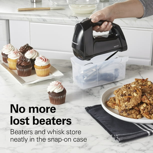 Hamilton Seashore 62690 Black 6-Velocity Hand Mixer with Fast Burst and Storage Case - New