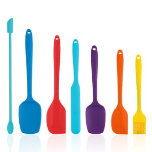 PECULA 7-Piece Silicone Spatula Set – Warmth Resistant As much as 600°F, Meals-Grade BPA-Free Silicone Spatulas for Cooking, Mixing & Baking with Nonstick Cookware