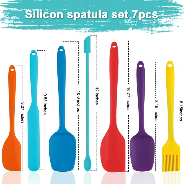 PECULA 7-Piece Silicone Spatula Set – Warmth Resistant As much as 600°F, Meals-Grade BPA-Free Silicone Spatulas for Cooking, Mixing & Baking with Nonstick Cookware